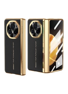 Shell compatible with Honor Magic V3 shell 【Built-in screen protector】 Electroplated frame Plain leather case camera lens protection shock-proof case