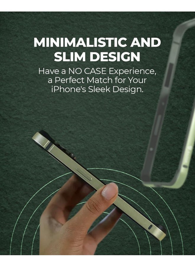 Raegr - RAEGR iPhone 15 Case | Anodized Aluminum Bumper | Mag-Safe Compatible | Edge Armor Protective Minimal Case Designed for iPhone 15 (6.1-Inch) 2023 - Light Green RG10588 - Image 1