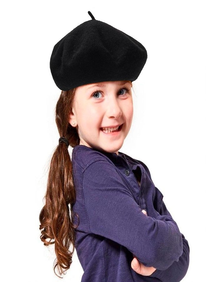 XuoAz Classic French Painter Beret for Girls Kids - Wool French Style Beanie Hat Solid Color Winter-Warm Cap (for 3 to 6 Years) - Image 1