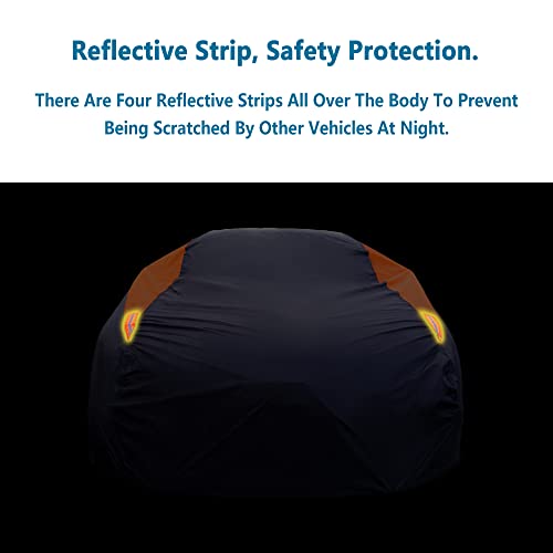 MORNYRAY Waterproof Car Cover All Weather Snowproof UV Protection Windproof Outdoor Full car Cover, Universal Fit for Sedan (Orange, A4-Fit Sedan Length(186-193 inch) - Image 4