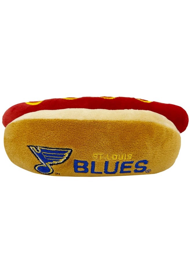 Pets First - Pets First NHL ST. Louis Blues HOT Dog Plush Dog & CAT Squeak Toy - Cutest HOT-Dog Snack Plush Toy for Dogs & Cats with Inner Squeaker & Beautiful Hockey Team Name/Logo 8 x 5 x 3 Inches - Image 1