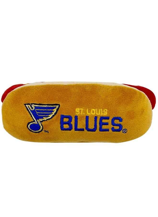 Pets First - Pets First NHL ST. Louis Blues HOT Dog Plush Dog & CAT Squeak Toy - Cutest HOT-Dog Snack Plush Toy for Dogs & Cats with Inner Squeaker & Beautiful Hockey Team Name/Logo 8 x 5 x 3 Inches - Image 1