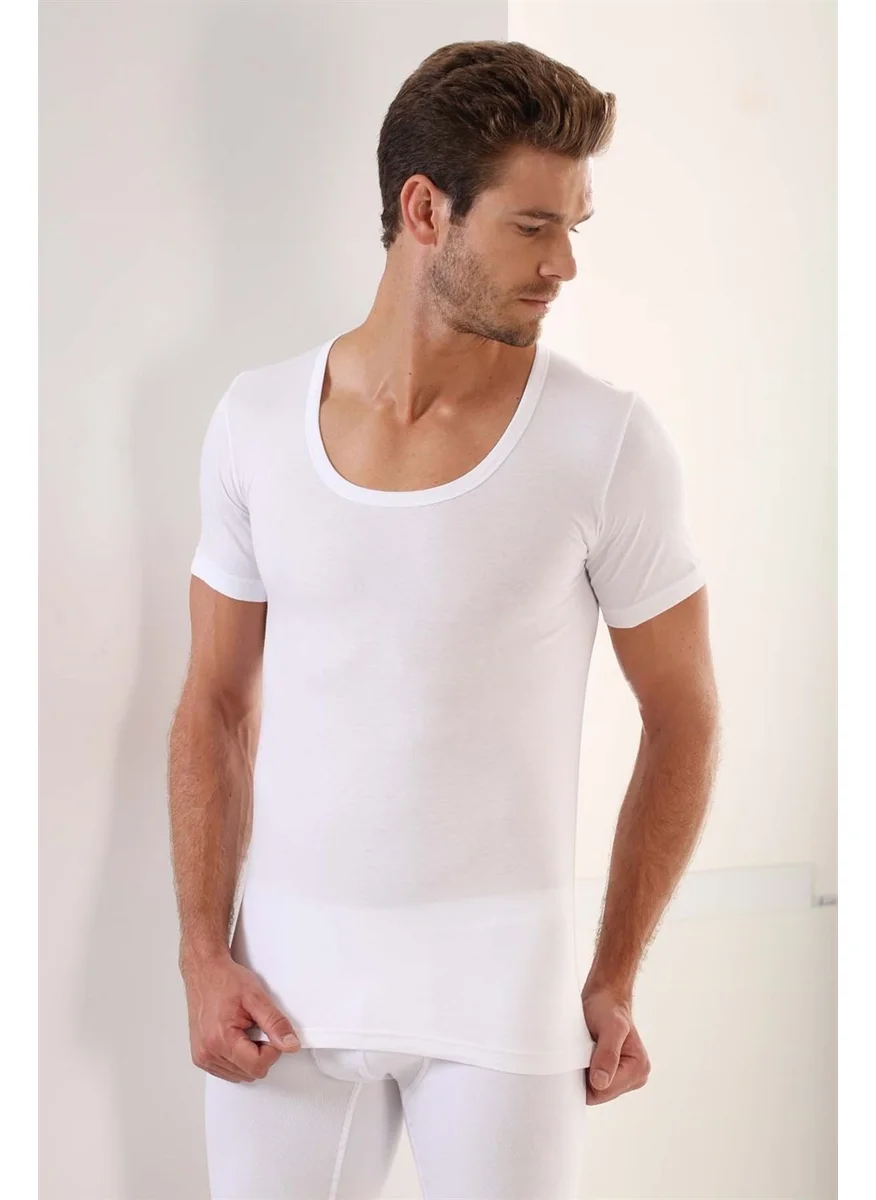 Arma Yıldız Arma Star Men's White Combed Cotton Round Neck Undershirt