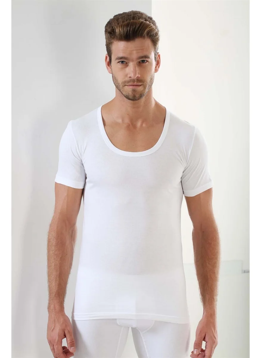 Arma Yıldız Arma Star Men's White Combed Cotton Round Neck Undershirt