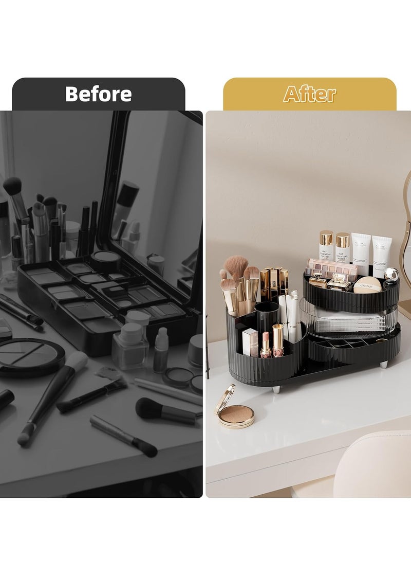 ETG Upgraded 3 Tier Makeup Brush Holder Organizer, Rotating Makeup Organizers Countertop, Large Makeup organization and Skincare Storage for Vanity, Desktop, Bathroom - Image 4
