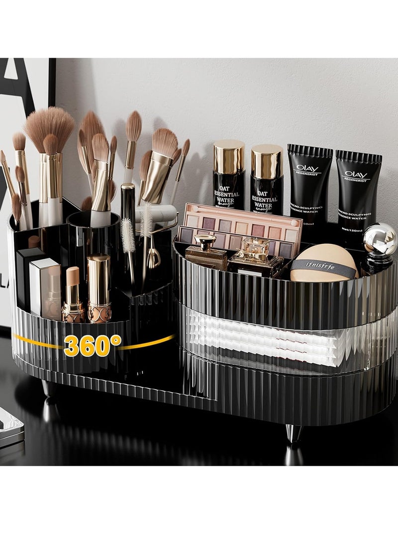ETG Upgraded 3 Tier Makeup Brush Holder Organizer, Rotating Makeup Organizers Countertop, Large Makeup organization and Skincare Storage for Vanity, Desktop, Bathroom - Image 1