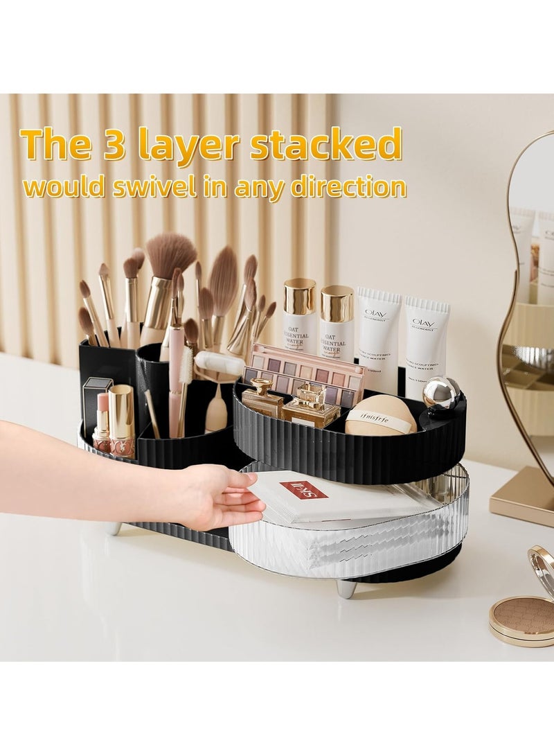 ETG Upgraded 3 Tier Makeup Brush Holder Organizer, Rotating Makeup Organizers Countertop, Large Makeup organization and Skincare Storage for Vanity, Desktop, Bathroom - Image 2