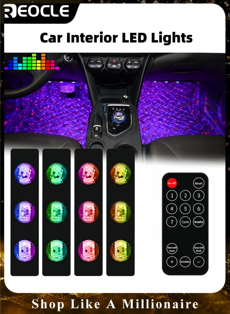 REOCLE Car LED Lights Smart Interior Lights with Remote Control Atmosphere Lights with Seven Colors USB Plug-in Romantic Stars Lights for Cars & SUVs & Trucks DC 12V - Image 1