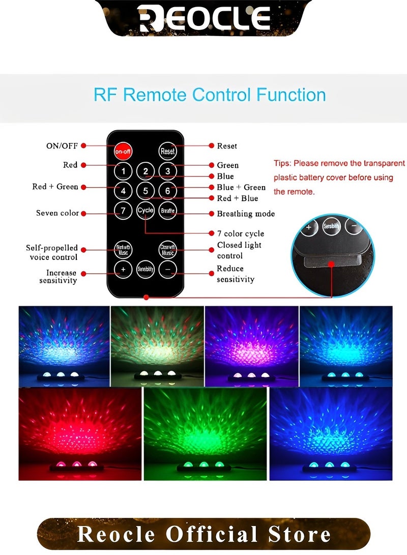 REOCLE Car LED Lights Smart Interior Lights with Remote Control Atmosphere Lights with Seven Colors USB Plug-in Romantic Stars Lights for Cars & SUVs & Trucks DC 12V - Image 2