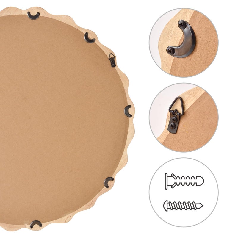 sawsile Circle Wood Mirrors for Wall, 24" Large Irregular Wavy Wood Modern Boho Vanity Farmhouse Mirrors for Bedroom Living Room Entryway Hallway Fireplace - Image 3