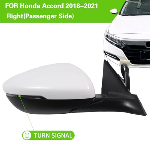 Liizoo Side Mirror for HONDA ACCORD 2018-2022 Car Door Mirror Fits for HONDA ACCORD 2018-2022 Right Passenger Side | Power | Heated |Lamp|BSM |HO1321330| White (RH)-8 Wires - Image 2