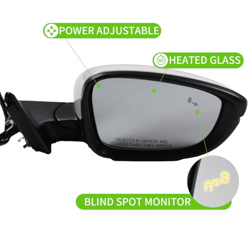 Liizoo Side Mirror for HONDA ACCORD 2018-2022 Car Door Mirror Fits for HONDA ACCORD 2018-2022 Right Passenger Side | Power | Heated |Lamp|BSM |HO1321330| White (RH)-8 Wires - Image 3