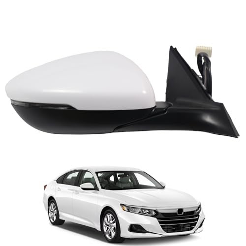 Liizoo Side Mirror for HONDA ACCORD 2018-2022 Car Door Mirror Fits for HONDA ACCORD 2018-2022 Right Passenger Side | Power | Heated |Lamp|BSM |HO1321330| White (RH)-8 Wires - Image 1