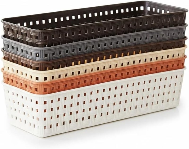 Oblivion Wardrobe Organizer for Storage 6 Pcs - Plastic Multipurpose Desk Organizer Tray, Multicolour Office Drawer Dividers Bins for Household Items, Bathroom, Makeup, Bedroom Dresser & Basket Rack - Image 1