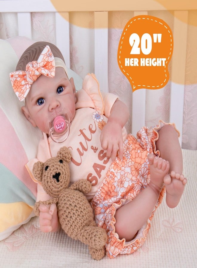 Aori Reborn Baby Dolls Girl Lifelike - Realistic 20-Inch Newborn Baby Girls with Poseable Limbs and Feeding Kit, Gift for Kids 3+, Pre-Parents, Grand-Parents, Collectors - Image 5