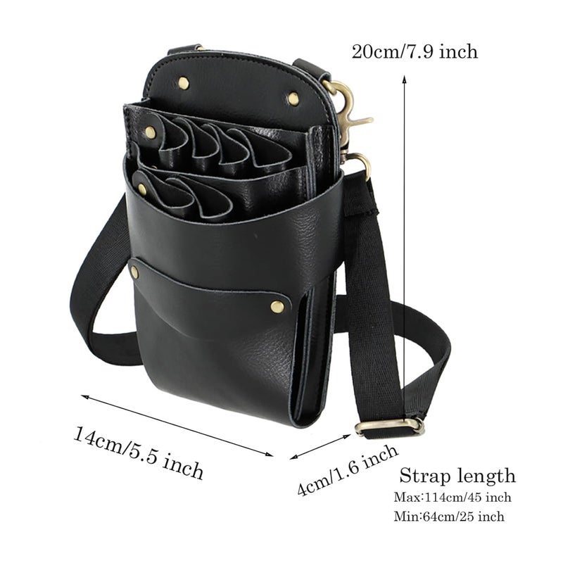 aolaso Hairdresser Scissors Bag, Leather Salon Barber Hairdressing Scissor Shears Holster Hair Stylist Tools Bag with Waist Shoulder Belt - Image 3