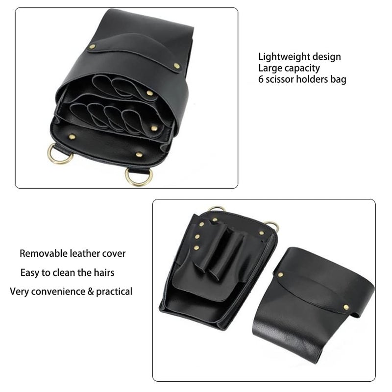 aolaso Hairdresser Scissors Bag, Leather Salon Barber Hairdressing Scissor Shears Holster Hair Stylist Tools Bag with Waist Shoulder Belt - Image 5