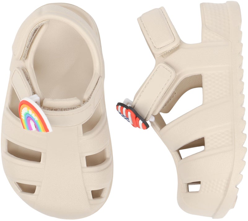 ChayChax Toddler Classic Fisherman Sandals Boys Girls Closed Toe Water Pool Beach Sandal Naturally Splay,Beigeï¼Œ4 Toddler - Image 1