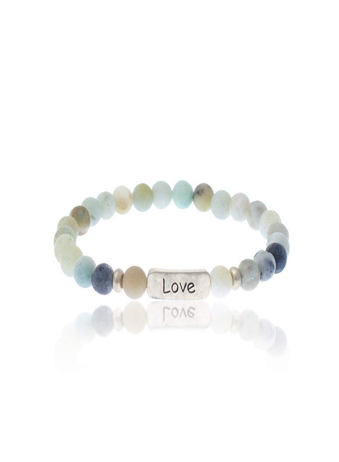 NTLX Christian Bracelets for Women - Love Bracelet - Natural Stone Stretch Prayer Bracelet - Inspirational Message Jewelry - Great Gift (Light-Multi Turquoise) - Image 1