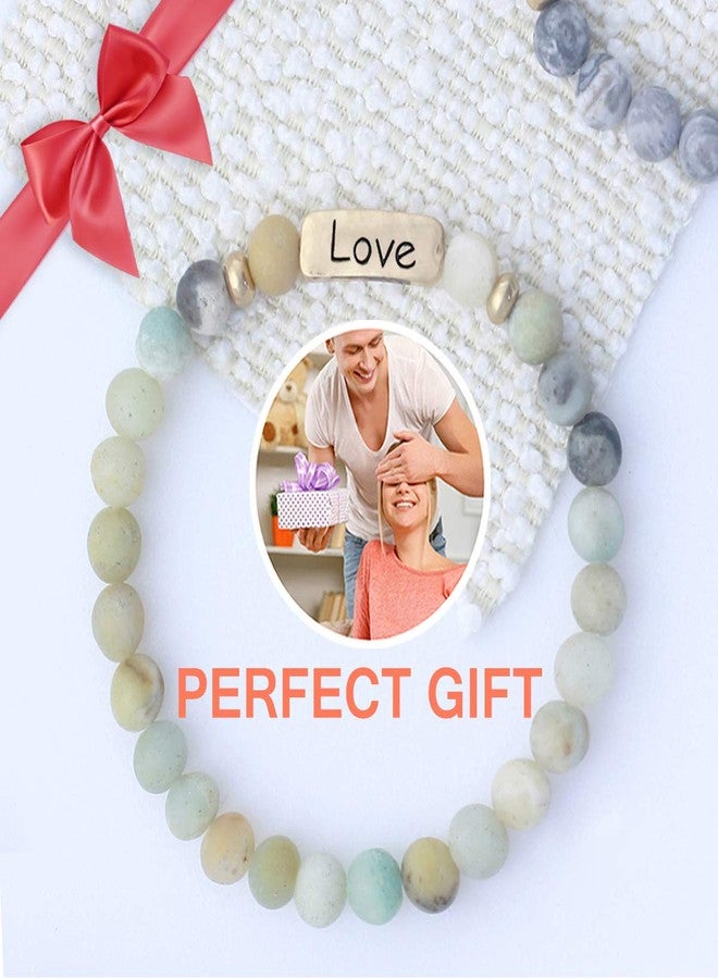 NTLX Christian Bracelets for Women - Love Bracelet - Natural Stone Stretch Prayer Bracelet - Inspirational Message Jewelry - Great Gift (Light-Multi Turquoise) - Image 5