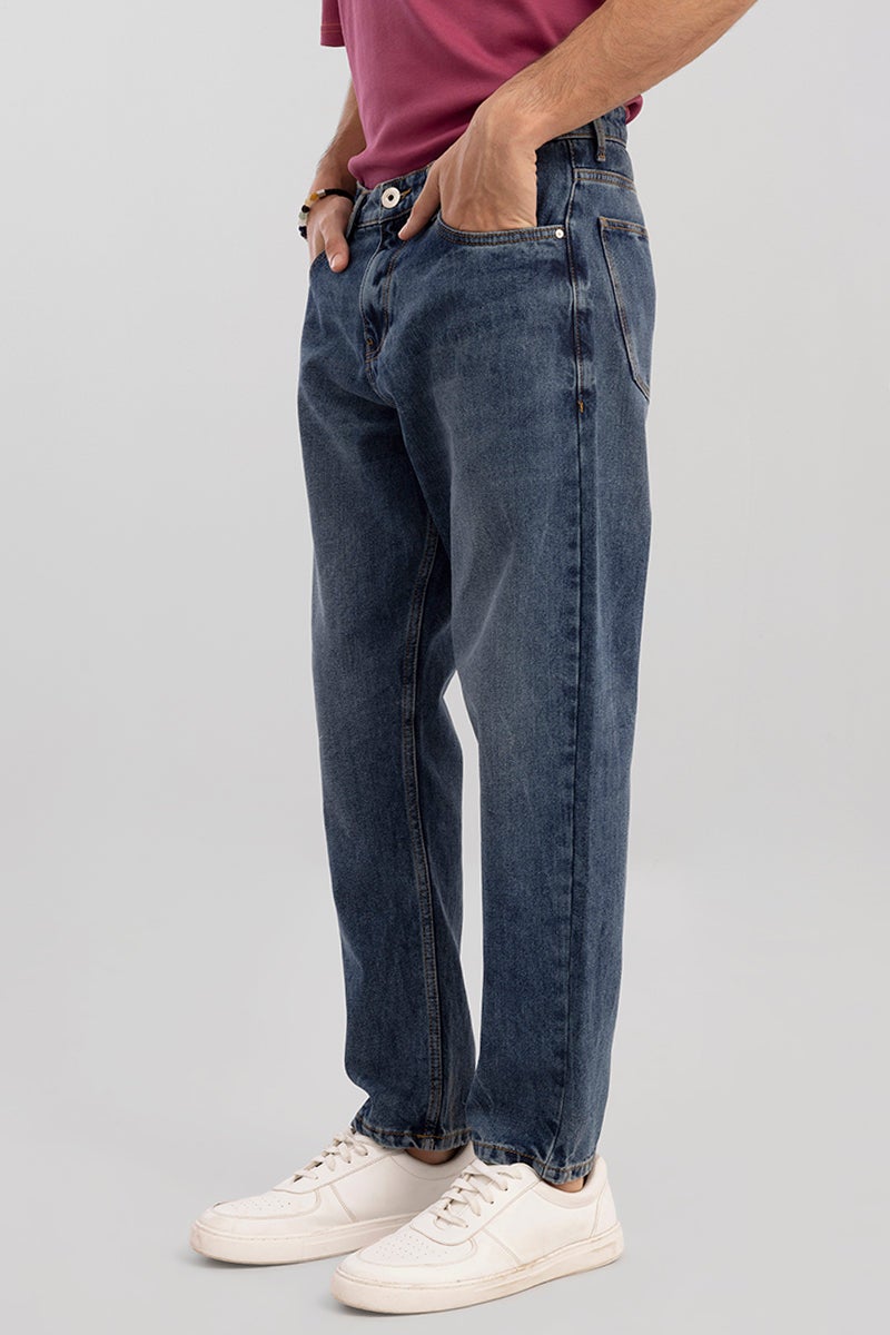 SNITCH Boozy Mid Blue Basic Baggy Fit Jeans - Image 4