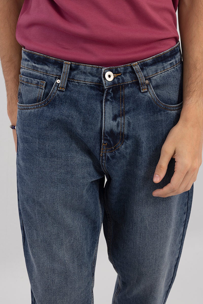 SNITCH Boozy Mid Blue Basic Baggy Fit Jeans - Image 5