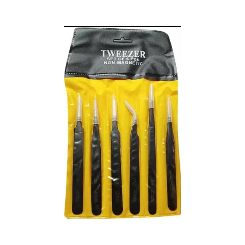 6 Pcs Non Magnetic Straight5 Curved1 Tips Tweezers Set for MobileGadgetLaptop RepairSMD and Jewelry Repair  - Image 2