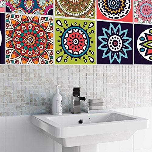 PAPER PLANE DESIGN Tile Sticker Size 6 inch x 6 inch x 36 pcs - Multi Colour Design 24 (B) - Image 3