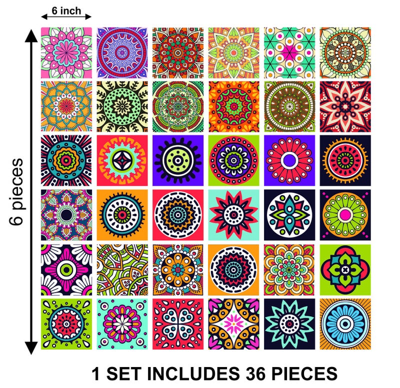 PAPER PLANE DESIGN Tile Sticker Size 6 inch x 6 inch x 36 pcs - Multi Colour Design 24 (B) - Image 4