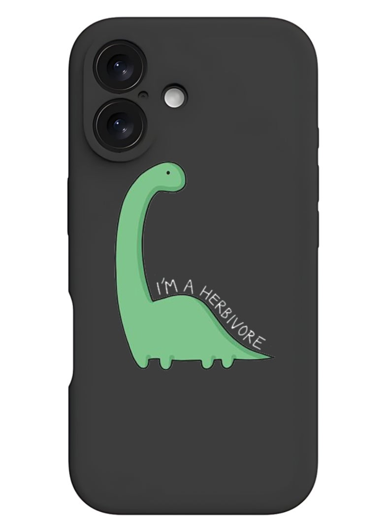 Theodor iPhone 16 Plus Black Protective Slim Fit Case Liquid Silicone Cover with Full Body Protection Anti-Scratch Shockproof Case For iPhone - Dino - White - Image 1