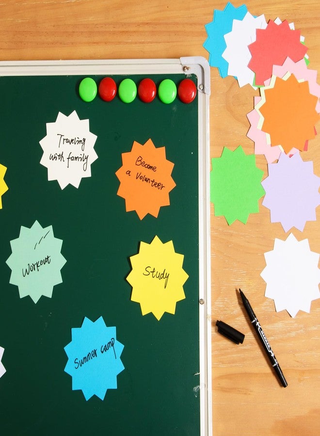 MixTeach 360 Pcs Bulletin Board Decorations Paper Starburst Cutouts Blank Signs for Retail, Sales, Poster Boards, Classroom Bulletin Boards, Kids DIY Craft Projects(12 Colors, 4x4 in) - Image 4