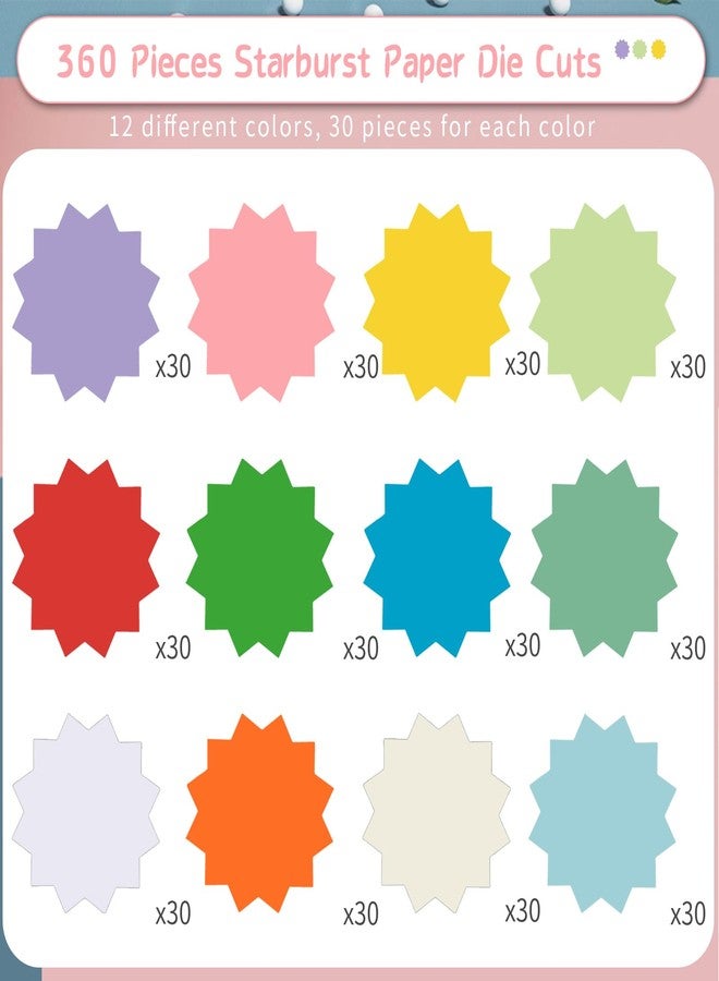 MixTeach 360 Pcs Bulletin Board Decorations Paper Starburst Cutouts Blank Signs for Retail, Sales, Poster Boards, Classroom Bulletin Boards, Kids DIY Craft Projects(12 Colors, 4x4 in) - Image 3