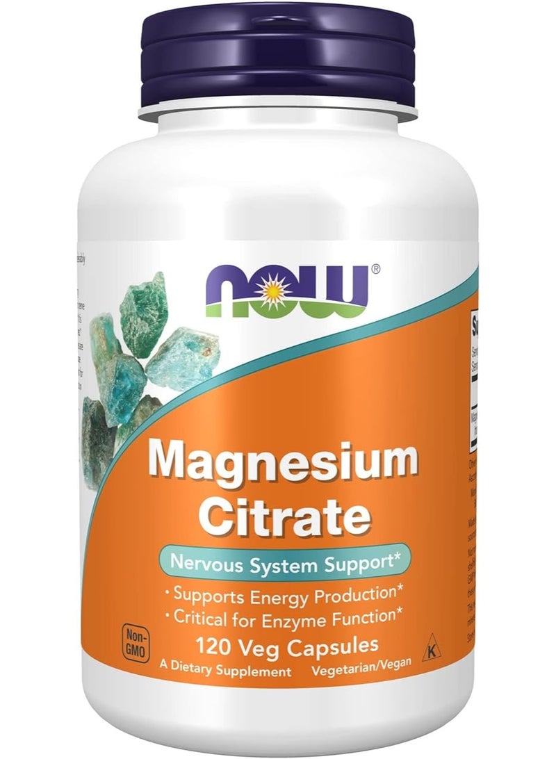 NOW Foods Magnesium Citrate Capsules, 400 Mg, 120-Count