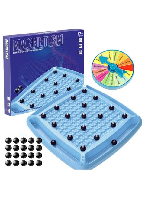 Magnetic Chess Game Set with Stones, Table Top Magnet Chess Board Game, Magnetic Strategy Game with Rocks, Family Game Party Game for Kids and Adults