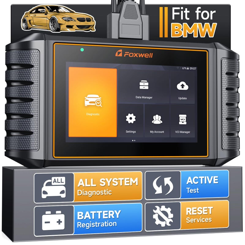 FOXWELL NT710 Scan Tool fit for BMW FullSystem Diagnostic Tool with BiDirectional Control All Reset Services Battery Registration ECU Coding fit for BMWMiniRR Lifetime Free Update