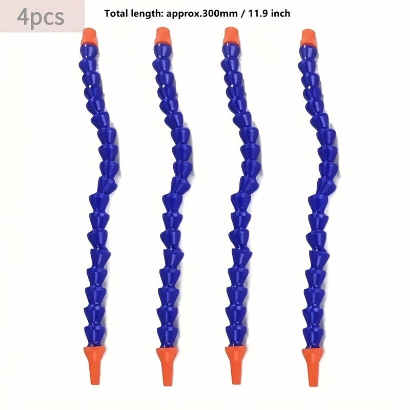 Red Orange 4Pcs Flexible Plastic Coolant Hose 300mm 1/4 Thread Round Nozzle Adjustable Water Oil Cooling Pipe For CNC Lathe Milling Machine Tool - Image 1