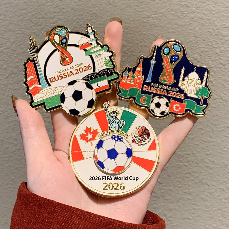 مغناطيس ثلاجة معدني أصلي لكأس العالم لكرة القدم 2026 - هدية تذكارية إبداعية، زينة مغناطيسية متعددة الاستخدامات - Image 3
