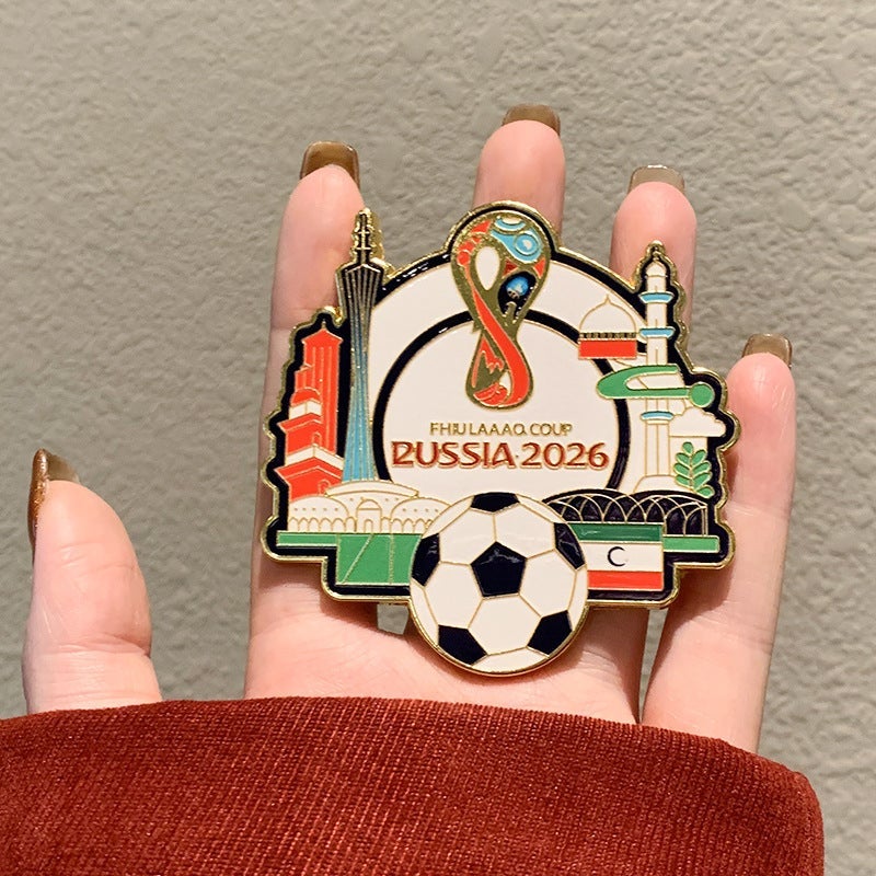 مغناطيس ثلاجة معدني أصلي لكأس العالم لكرة القدم 2026 - هدية تذكارية إبداعية، زينة مغناطيسية متعددة الاستخدامات - Image 1