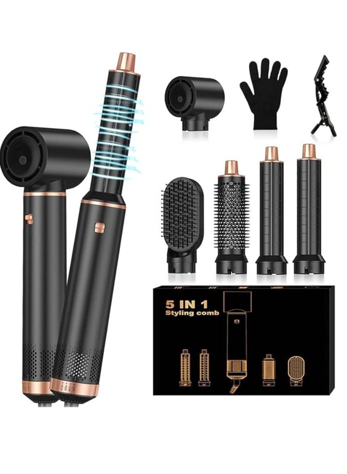 مصفف شعر 5 في 1، فرشاة تجعيد الشعر، فرشاة تجعيد الشعر بالهواء، فرشاة تجعيد الشعر بالهواء الساخن 110000 دورة في الدقيقة 20 م/ثانية، مكواة تجعيد الشعر بالهواء السالب، أدوات تصفيف الشعر لتمليس الشعر - Image 1