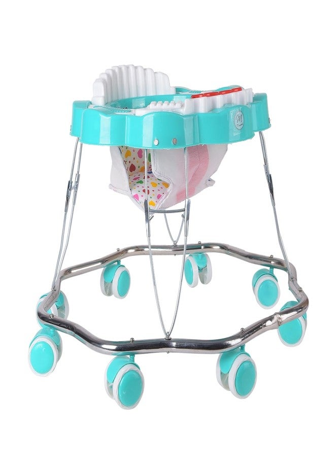 Maanit Walker with Foldable,Cushion Seat | Activity Walker for Baby with Musical Toy Bar | Walker Boys and Girls (Green) - Image 1