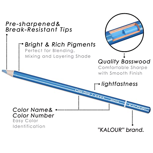 KALOUR 50 Piece Metallic Colored Pencils, Soft Core with Vibrant Color,Ideal for Drawing, Blending, Sketching, Shading, Coloring for Adults Kids Beginners - Image 4