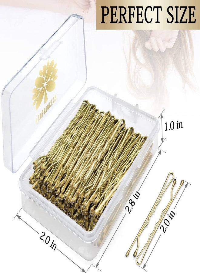 كان برنسيس مجموعة دبابيس شعر كانبرنسس 100 قطعة بطول 2 بوصة، مشابك شعر، دبابيس شعر تثبيت آمنة للنساء والفتيات وصالونات تصفيف الشعر مع علبة تخزين شفافة (ذهبي) - Image 2