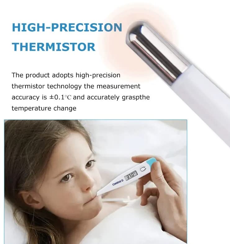 Control D ترمومتر رقمي مع تشغيل بلمسة واحدة للاستخدام الفموي أو تحت الإبط للأطفال والبالغين (ضمان 1 سنة) - Image 4