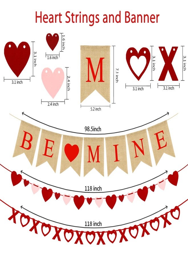 Labrostar 4Pcs Valentines Day Decorations Set No DIY Required BE MINE Love Heart XO Garlands Banner for Home Classroom Office Wedding Party Anniversary - Image 2