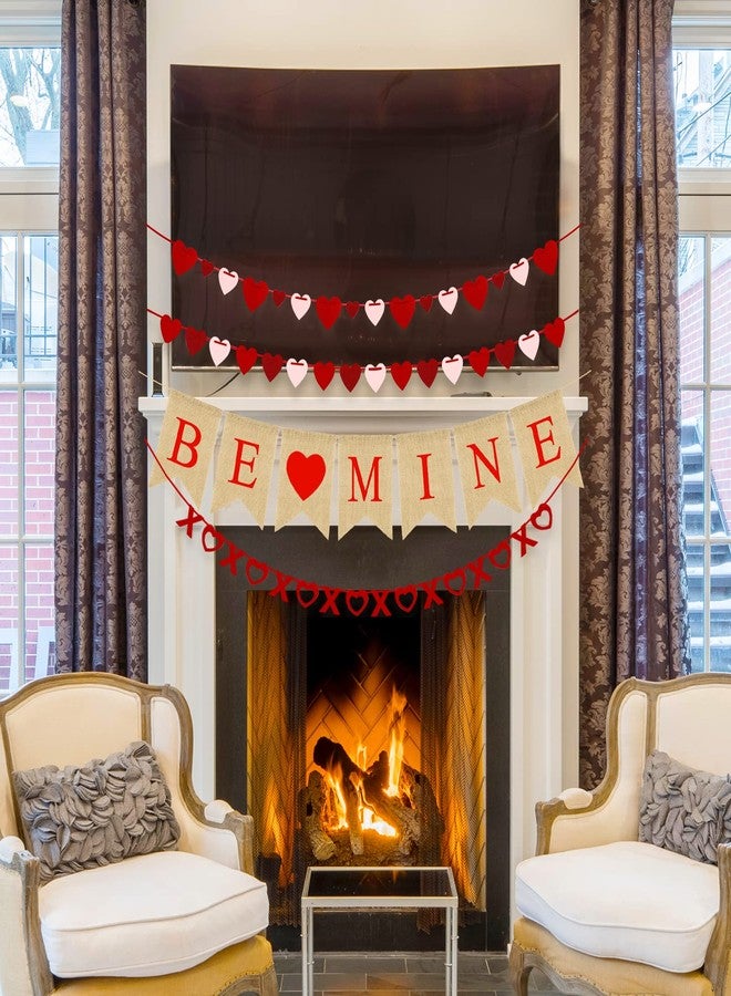 Labrostar 4Pcs Valentines Day Decorations Set No DIY Required BE MINE Love Heart XO Garlands Banner for Home Classroom Office Wedding Party Anniversary - Image 3