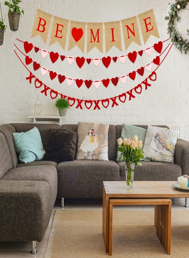 Labrostar 4Pcs Valentines Day Decorations Set No DIY Required BE MINE Love Heart XO Garlands Banner for Home Classroom Office Wedding Party Anniversary - Image 4