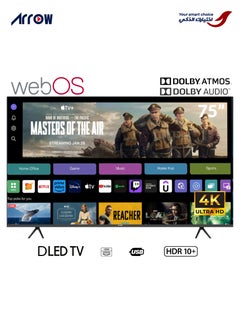 ARRQW 75 Inch 4K UHD Smart TV with webOS 2.0, 3840x2160 Resolution, 5000:1 Contrast, 16:9 Aspect Ratio, 60Hz Refresh Rate, Dolby Atmos & Dolby Vision, HDR10+, Bluetooth Audio, Wi-Fi, 3 HDMI Ports, 2 USB Ports, Screen Casting, MEMC Enhance gaming, Wall Mount | Model No: RO-75LPW  - Image 2