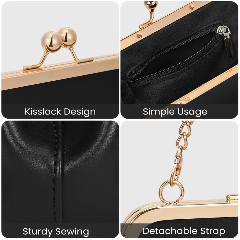 CATSEA Mini Women's Kiss Lock Crossbody Bag PU Small Top Hand Handbags Kiss Clasp Crossbody Purses Evening Clutch - Image 4