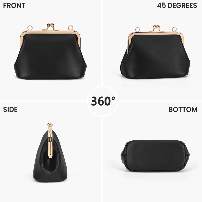 CATSEA Mini Women's Kiss Lock Crossbody Bag PU Small Top Hand Handbags Kiss Clasp Crossbody Purses Evening Clutch - Image 3