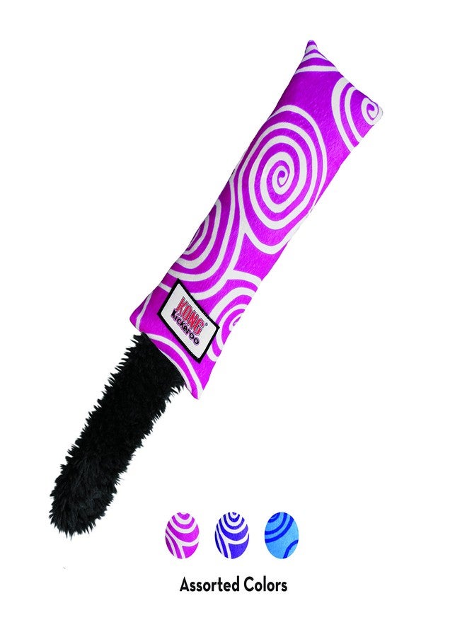 كونج لعبة KONG Kickeroo Swirl للقطط - لعبة قطيفة ناعمة مع صوت خشخشة، محشوة بالنعناع البري، مناسبة للقطط المنزلية - ألوان متنوعة - Image 4